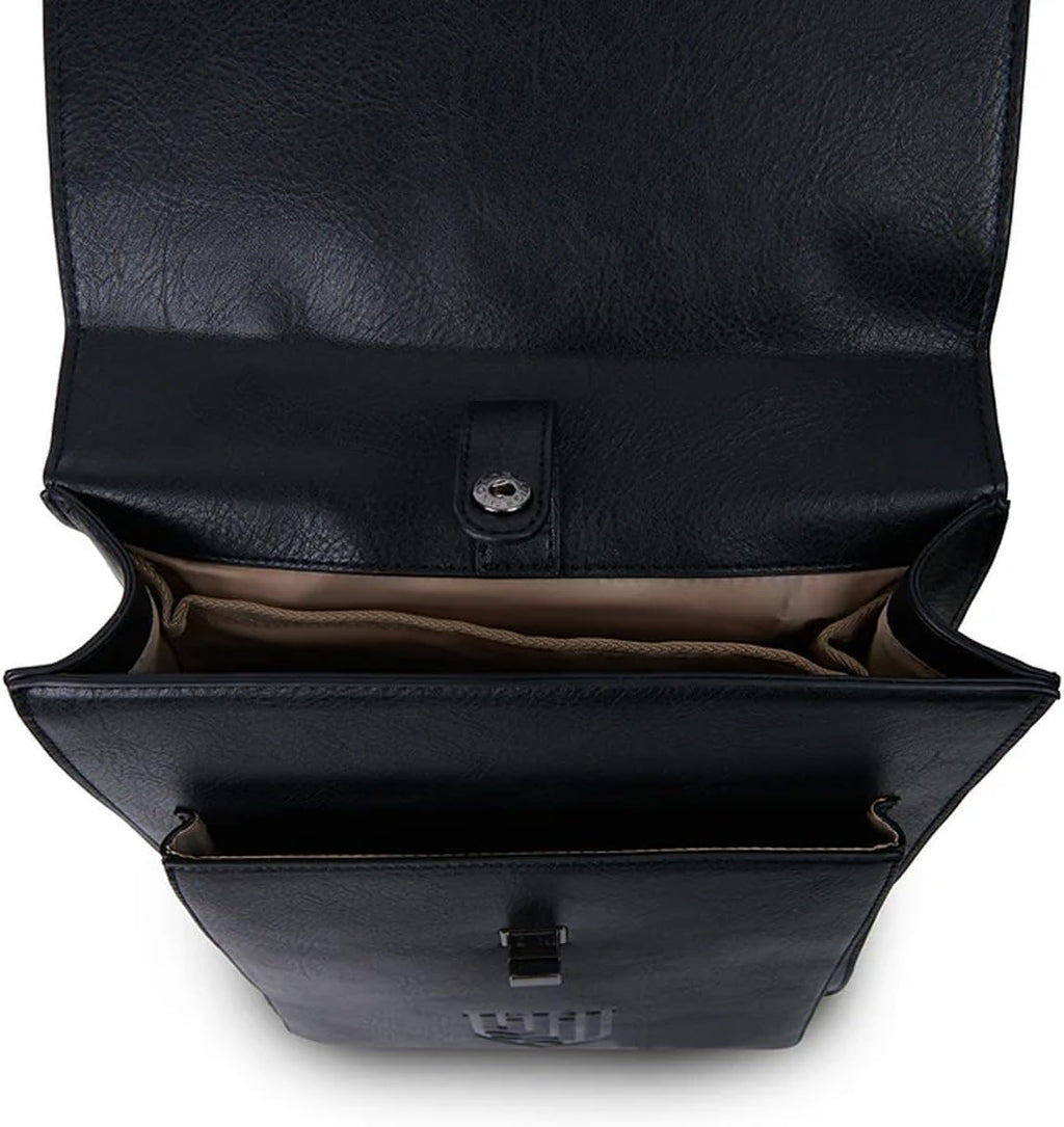 Islander Carloway Backpack for Men & Women, With Laptop Sleeve, Harris Tweed Vegan Leather (Black Herringbone)