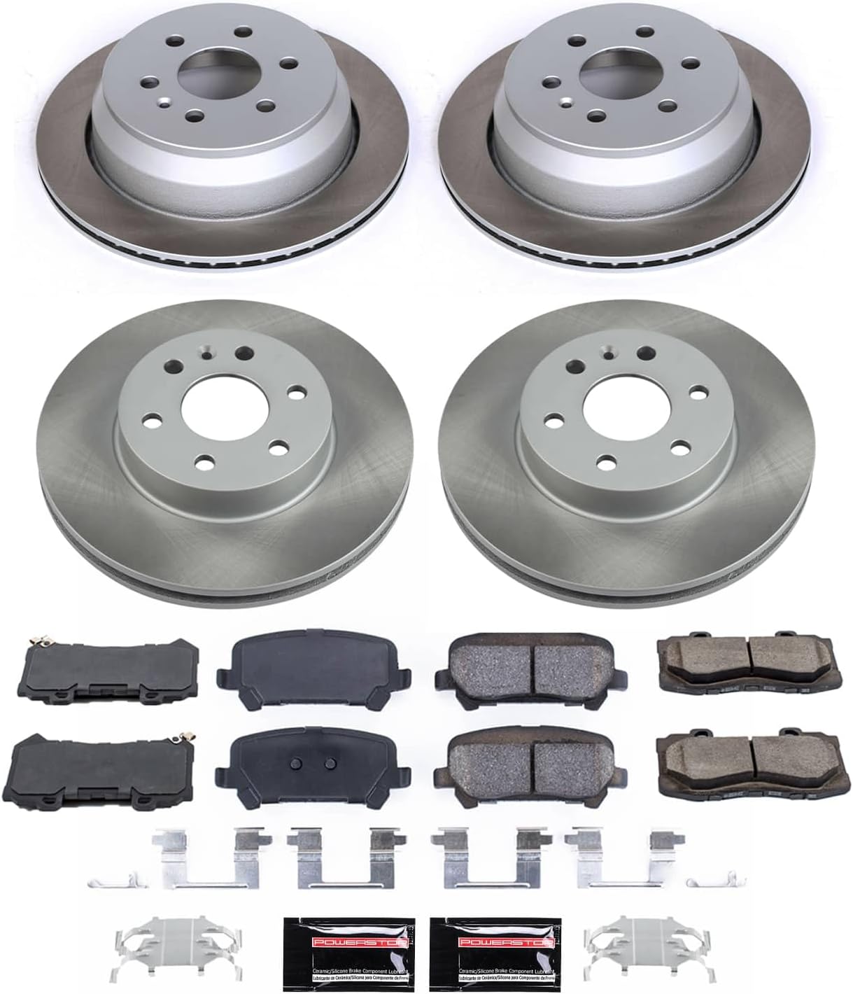 PowerStop Front and Rear Brake Kit for Chevrolet Colorado 2015-20 | GMC Canyon 2015-20 - Ceramic Brake Pads + Semi Coated Rotors Replacement, SC7228