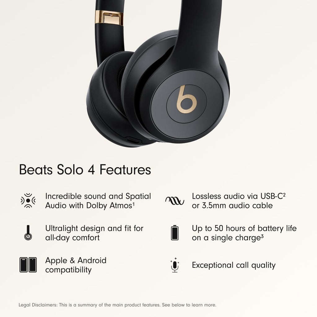 Beats Solo 4 with AppleCare+ for Headphones (2 Years) - Black & Gold