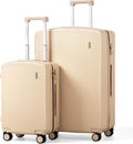 Hanke Hard Shell Luggage Sets 2 Pieces, Carry On and Checked Luggage Sets with Spinner Wheels, Durable PC Hardside Rolling Suitcase for Travel (20/28 Inch, Cuba Sand)