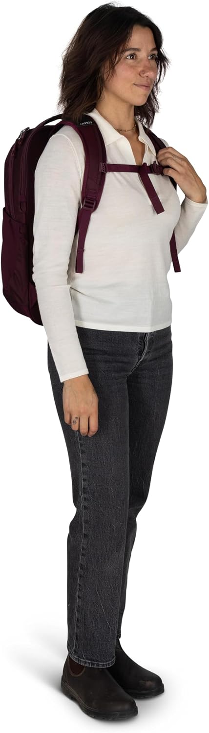 Osprey Ozone Laptop Backpack with Ventilated AirScape™ Backpanel - Lightweight Travel Backpack with 16' Laptop Sleeve - Carry-On Compatible Travel Bag for Men and Women, Moody Burgundy