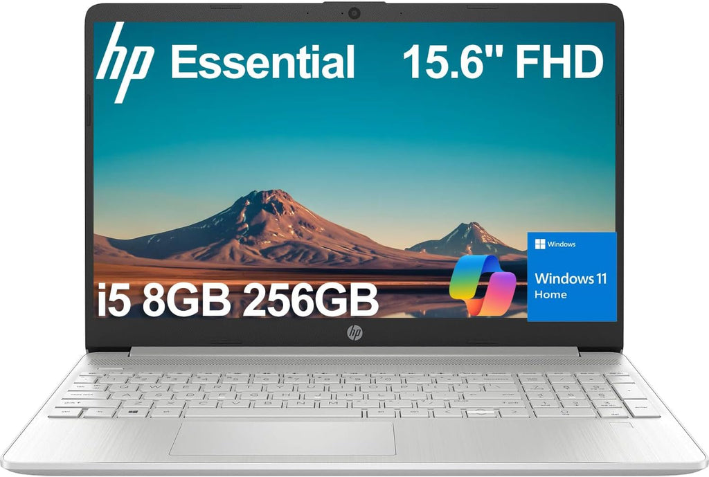 HP 15 Laptop (15.6' FHD Anti-glare, Intel Core i5 Processor, 8GB RAM, 256GB SSD) for Business, Student, Home, 10-Hr Long Battery Life, Type-C, HDMI, Numpad, Webcam, Wi-Fi, Windows 11 Home, Silver