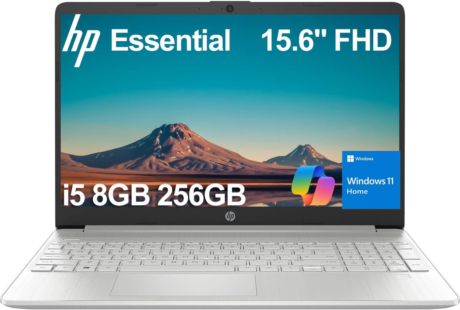 HP 15 Laptop (15.6' FHD Anti-glare, Intel Core i5 Processor, 8GB RAM, 256GB SSD) for Business, Student, Home, 10-Hr Long Battery Life, Type-C, HDMI, Numpad, Webcam, Wi-Fi, Windows 11 Home, Silver