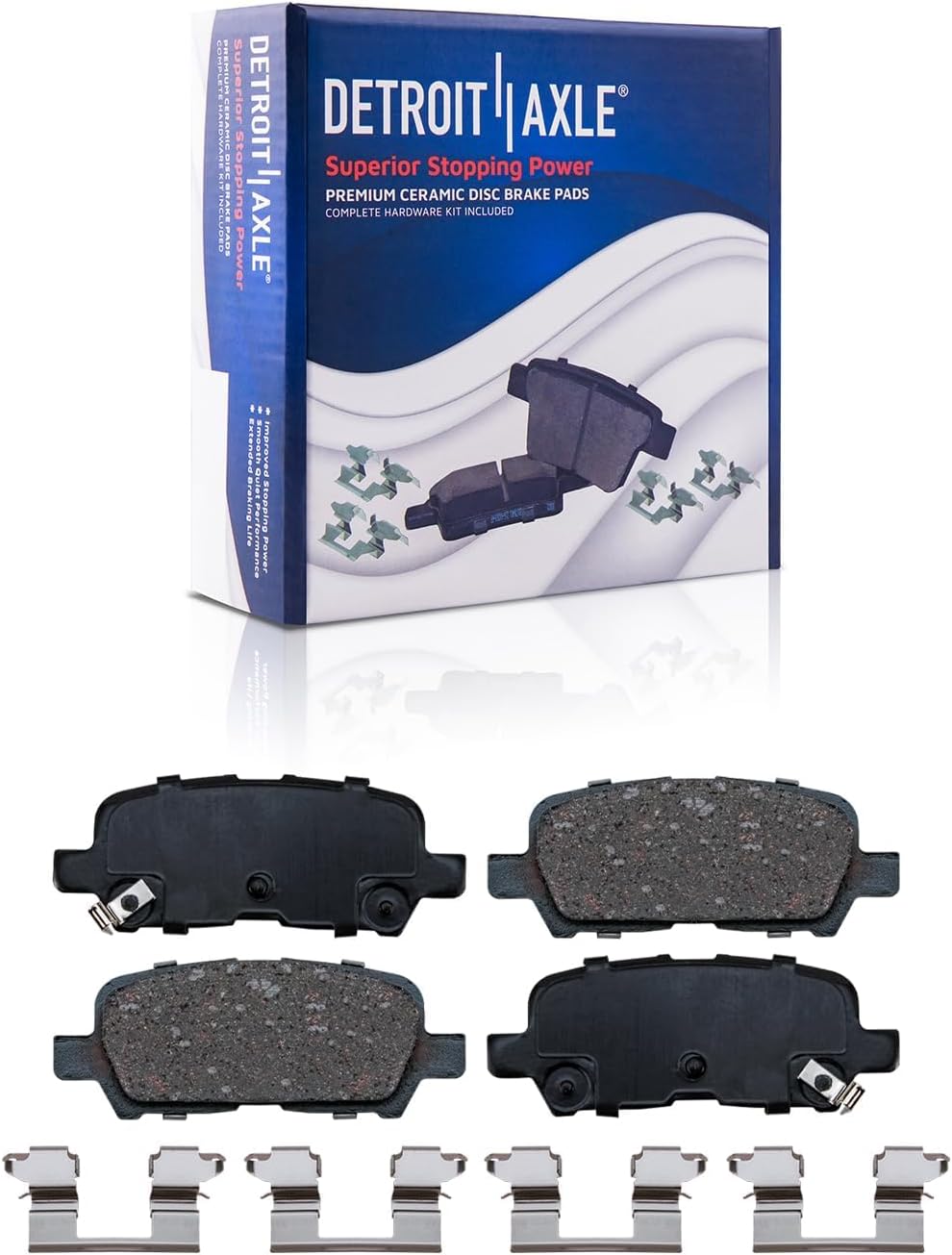 Detroit Axle - Rear Brake Kit Wheel Bearing Hubs for 05-09 Buick Allure LaCrosse, 11-13 2WD Chevy Impala, 04-08 2WD Pontiac Grand Prix Brake Rotors and Ceramic Brakes Pads Replacement