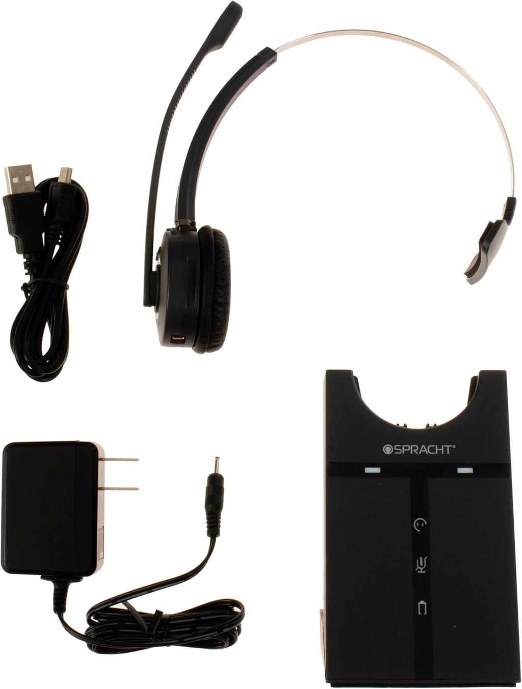 Spracht HS-3010 DECT USB Softphone Wireless Headset with Base Station| Headphones with Microphone, with Noise-Canceling Mic | Wireless Work Headset for PC, MAC, Laptops