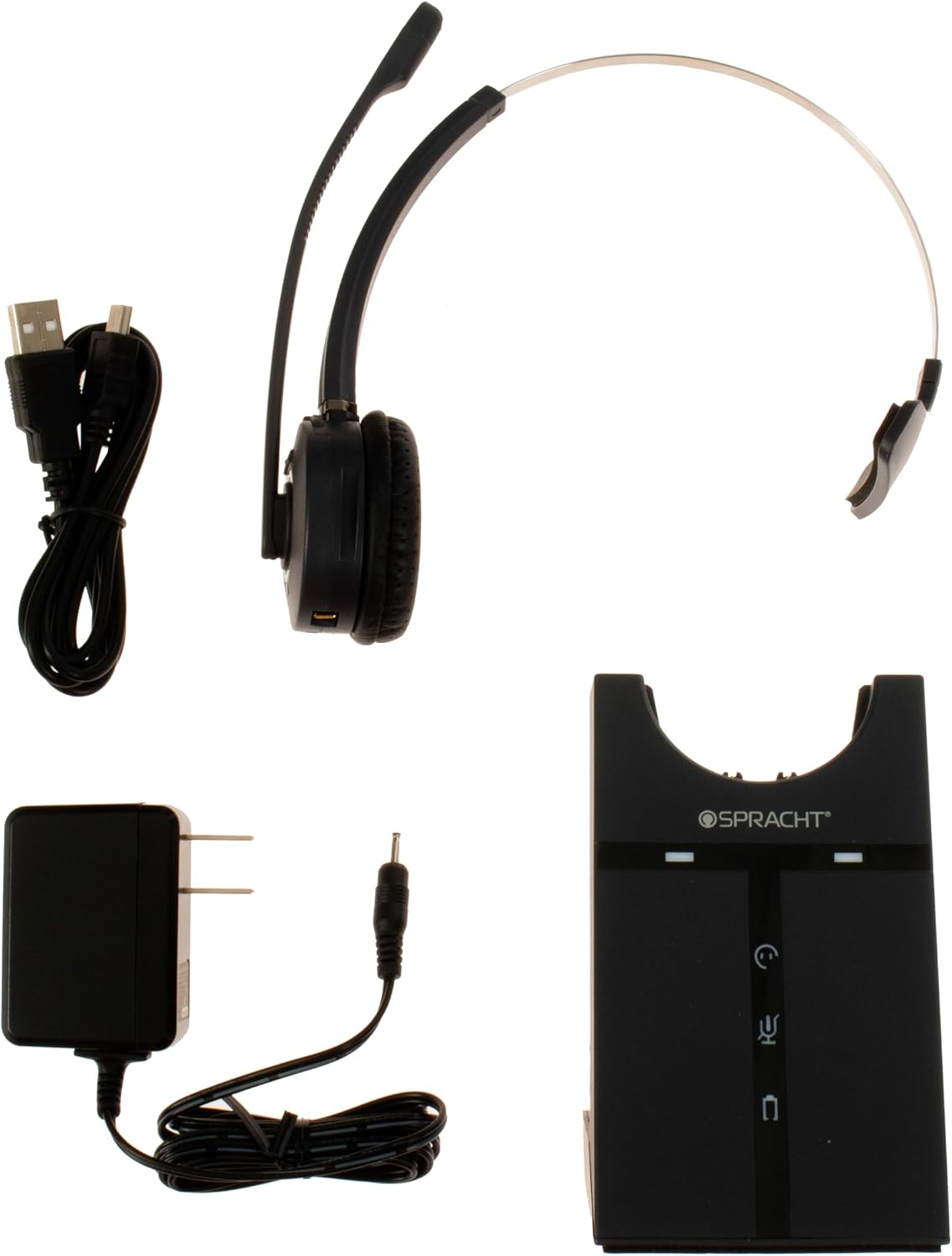 Spracht HS-3010 DECT USB Softphone Wireless Headset with Base Station| Headphones with Microphone, with Noise-Canceling Mic | Wireless Work Headset for PC, MAC, Laptops