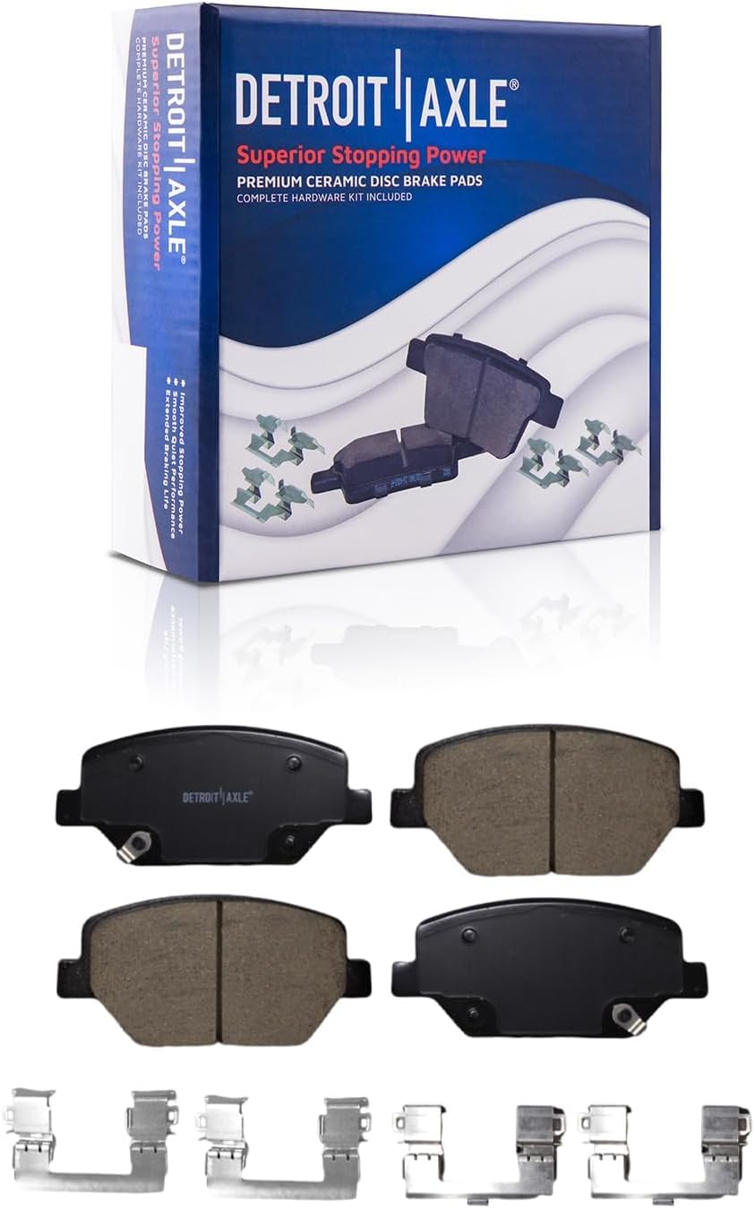 Detroit Axle - Brake Kit for 2019-2020 Buick Envision, 12.64' inch Front and 12.40' inch Rear Drilled and Slotted Disc Brake Rotors Ceramic Brakes Pads with Hardware Replacement