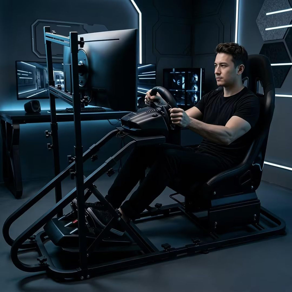 ciwucseat Racing Simulator Cockpit with Monitor Mount, Sim Racing Cockpit, Racing Wheel Stand Compatible with Fanatec, Thrustmaster, Logitech, Moza Racing Games on PS5, PS4, Xbox and PC