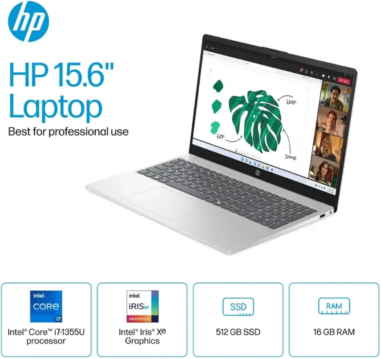 HP 15.6 Inch Touchscreen Laptop, Intel 10 Core i7-1355U, 15.6' FHD Touch Display, Copilot AI, 32 GB DDR4 RAM, 1 TB SSD, Intel Iris Xe Graphics, Fast Charge, Wi-Fi 6, HD Camera, Windows 11 Pro