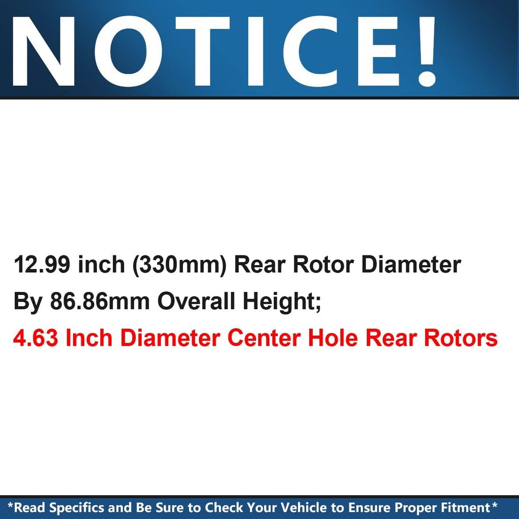 Detroit Axle - Brake Kit for GMC Chevrolet Silverado 1500HD 2500 Sierra Yukon XL Suburban 2500 Hummer H2 (4.63' Inch Dia Center Hole) Drilled & Slotted Disc Brake Rotors Ceramic Brakes Pads