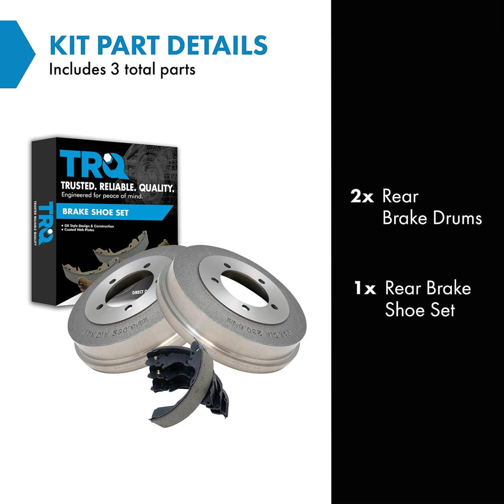 TRQ Rear Brake Drum & Shoe Kit Compatible with Dodge Chrysler Eagle Mitsubishi