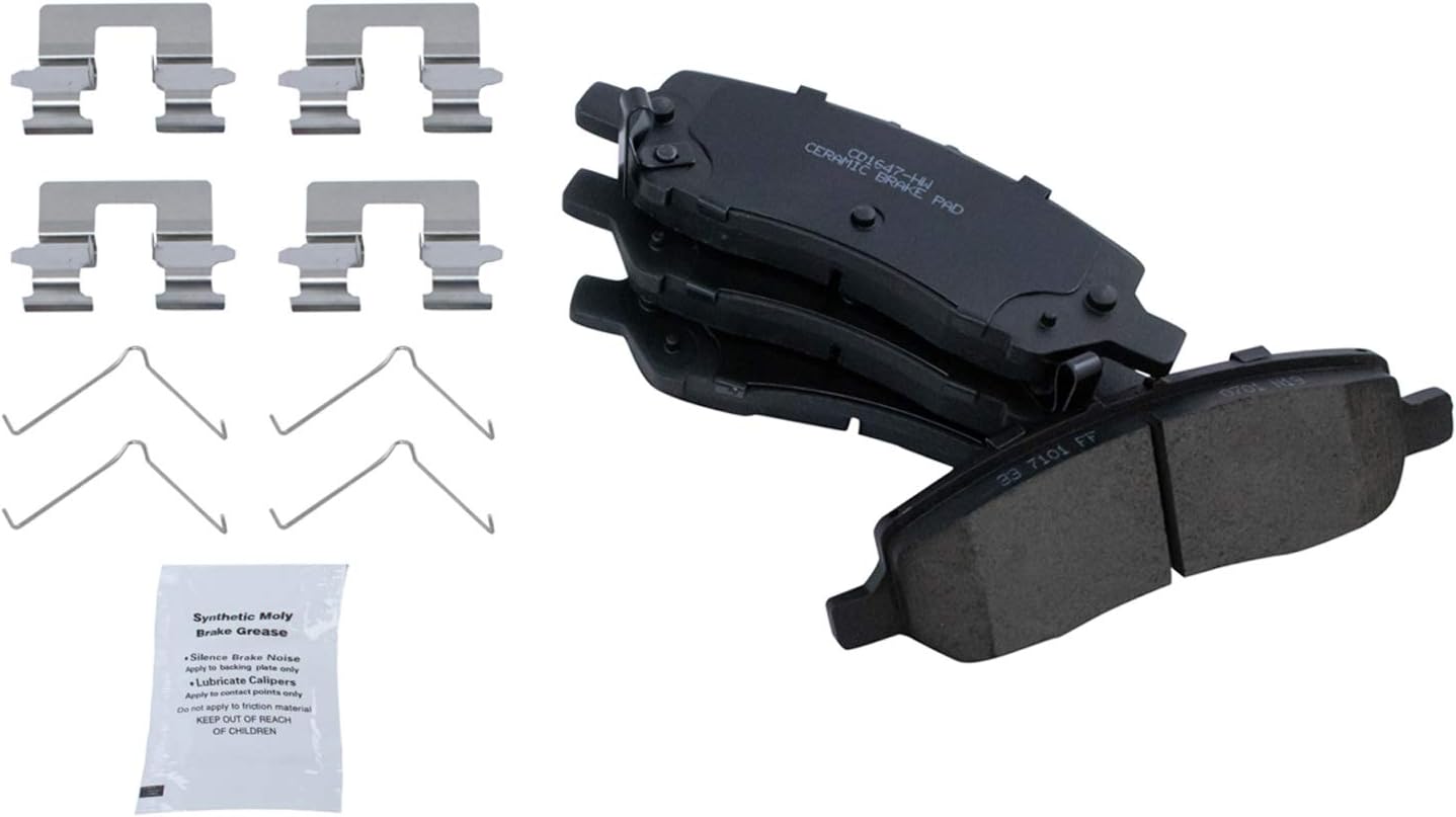 TRQ Performance Rear Brake Pad and Rotor Set Ceramic Drilled Slotted Coated Rotors Calipers Compatible with 2013-2016 Dodge Dart