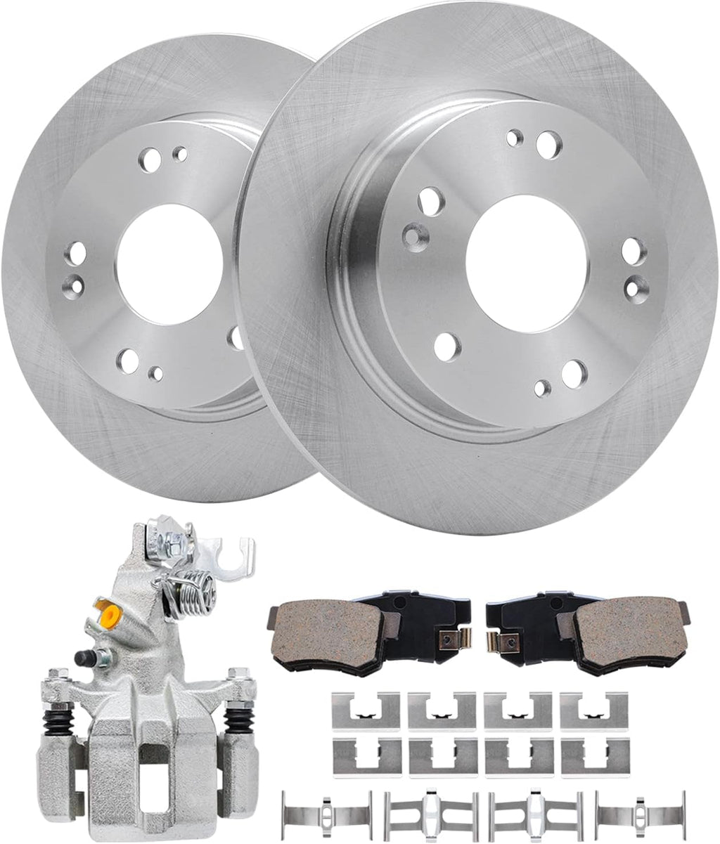 Detroit Axle - Rear Brake Kit for 2003-2007 Honda Accord 2004-2008 Acura TSX 2005 2006 Disc Brake Rotors Ceramic Brakes Pads Left Brake Caliper Replacement:10.24' inch Rear Rotors