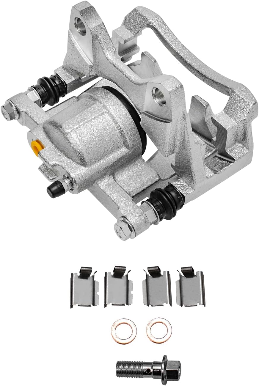 Detroit Axle - Brake Kit for 2007-2012 Jeep Wrangler 2008-2012 Liberty 2007-2010 Dodge Nitro Ceramic Brakes Pads Brake Calipers with Bracket Front & Rear 2009 Replacement