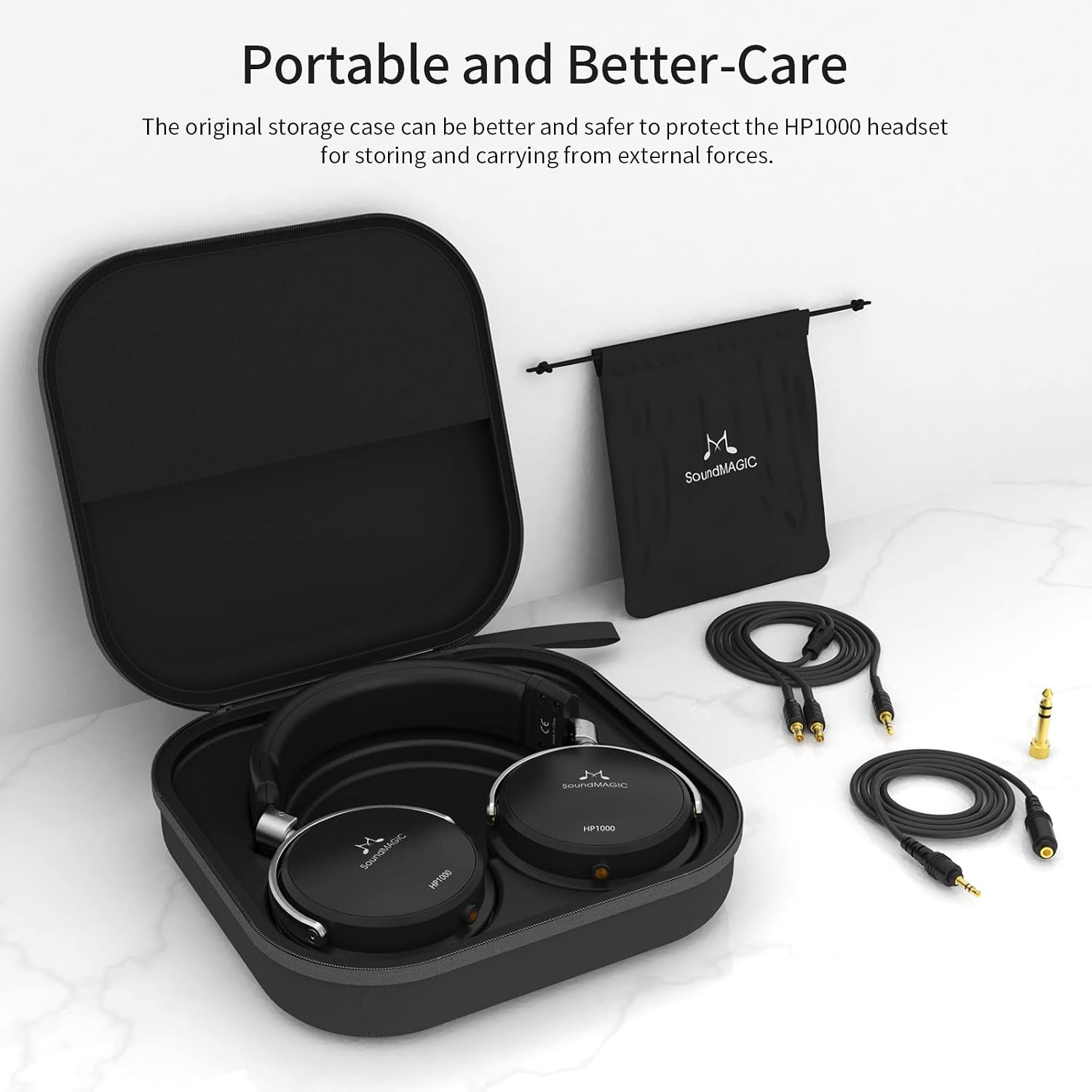SoundMAGIC HP1000 Over Ear Audiophile Headphones HiFi Stereo Premium Music Headset Wired with Noise Isolation, Closed Back Hi-Res Audio for DJ Studio Professional Monitor for Musician, Black