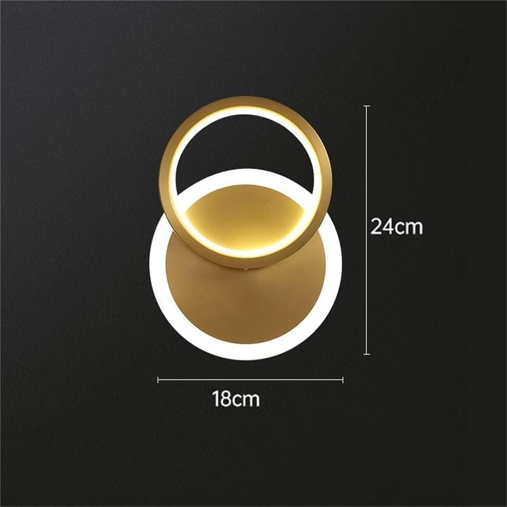 Modern Brass Wall Sconce Dimmable 3 Color Temperature LED Gold Vertical Up Down Wall Light Fixture Luxury Clear Glass Indoor Lighting for Hallway Bathroom Vanity(Round)