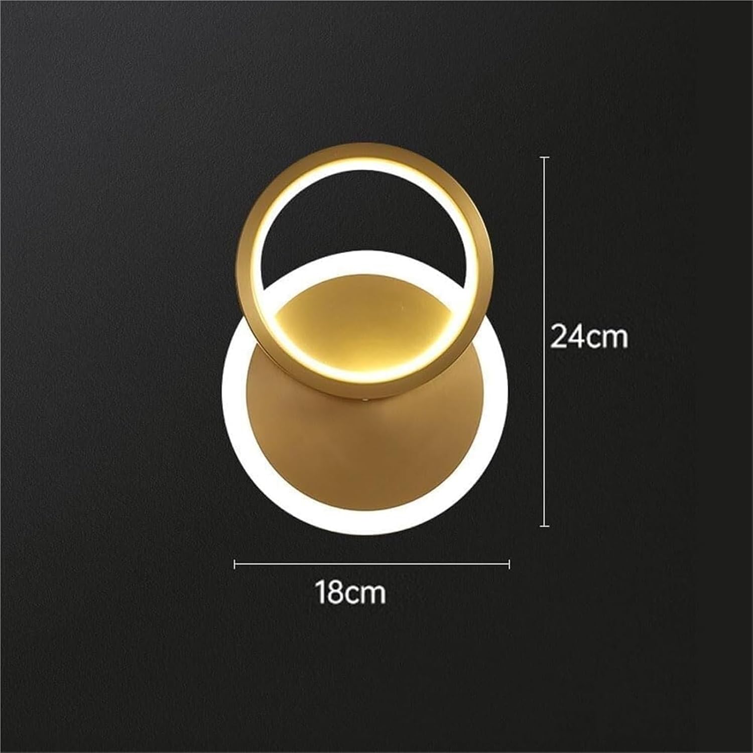 Modern Brass Wall Sconce Dimmable 3 Color Temperature LED Gold Vertical Up Down Wall Light Fixture Luxury Clear Glass Indoor Lighting for Hallway Bathroom Vanity(Round)