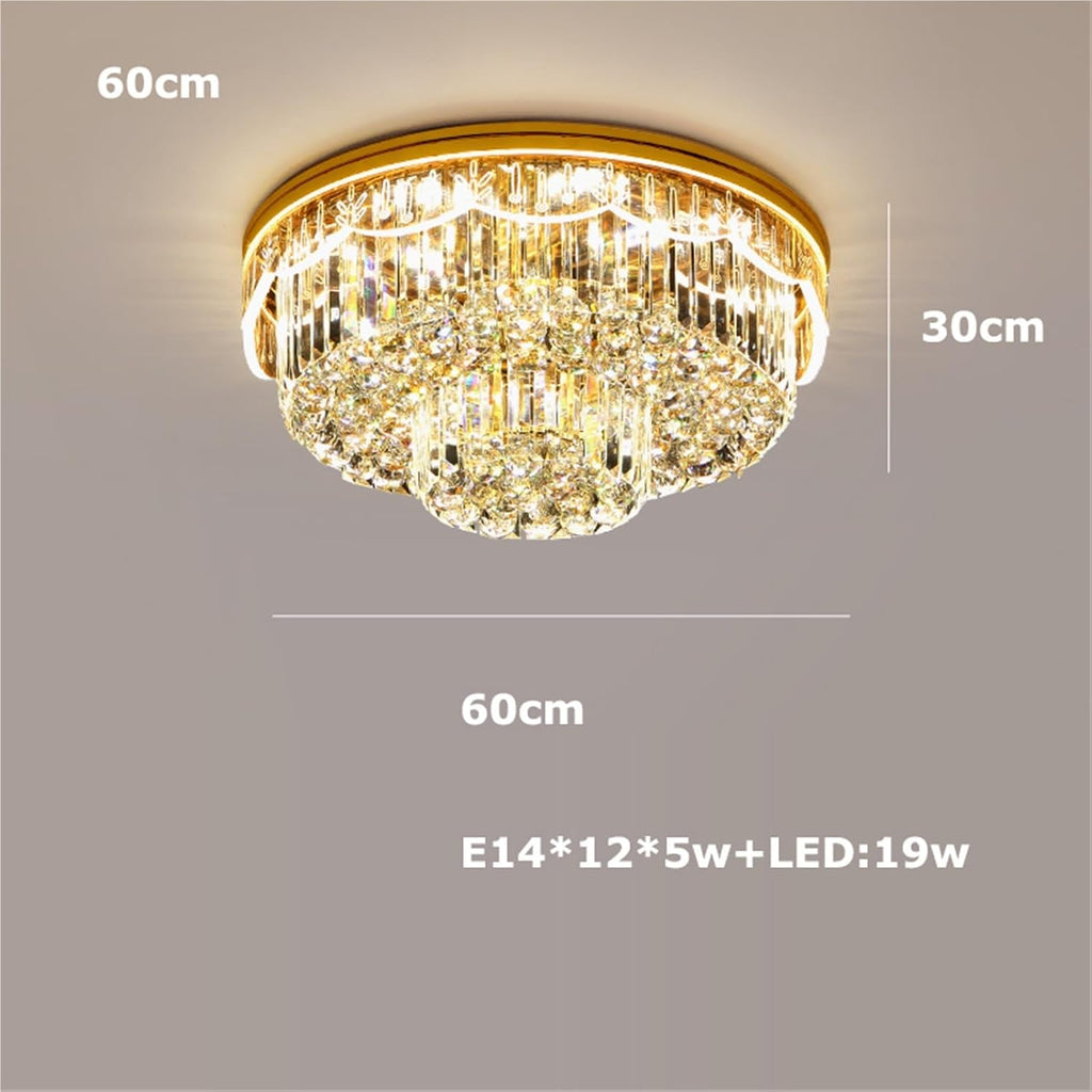 Rectangular Round K9 Crystal Silver Gold Dimmable LED Ceiling Chandelier Lamp Ceiling Lamp for Living Room,Dining Light Fixtures