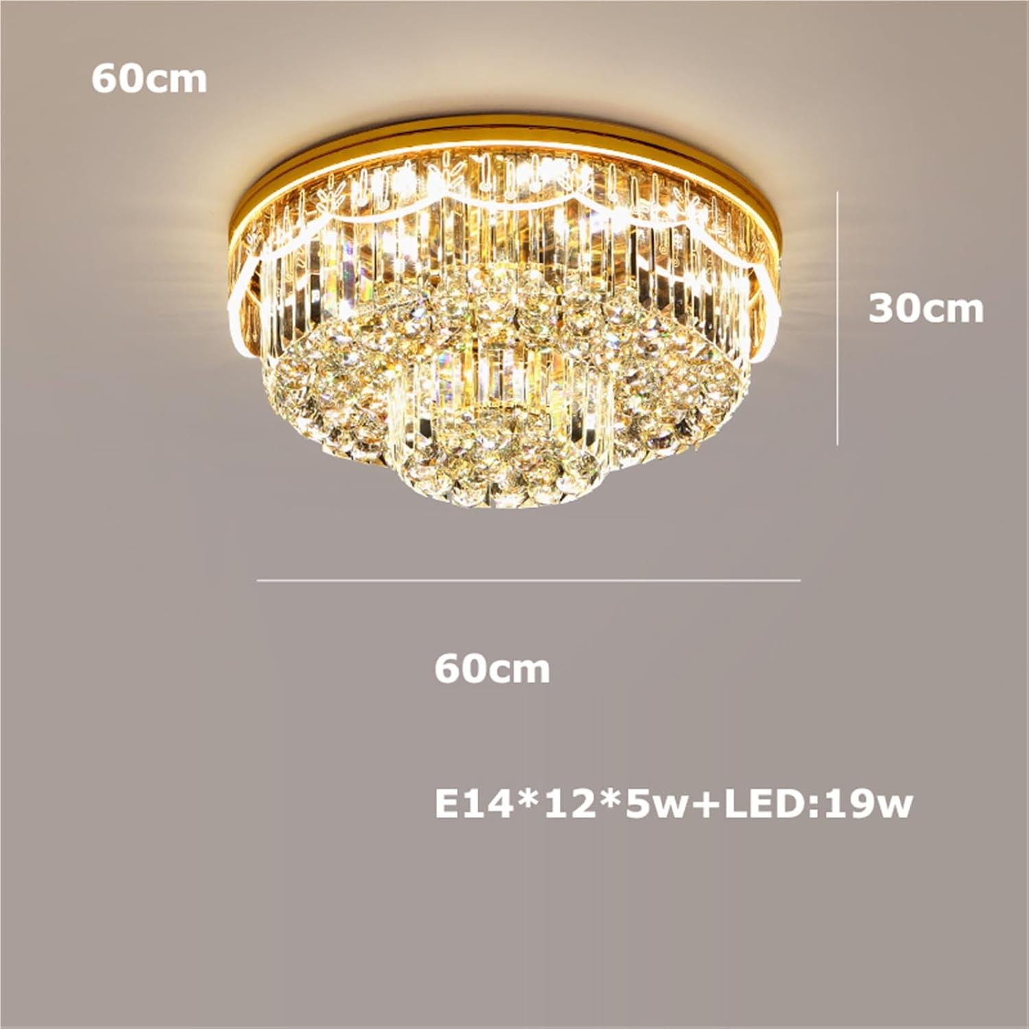 Rectangular Round K9 Crystal Silver Gold Dimmable LED Ceiling Chandelier Lamp Ceiling Lamp for Living Room,Dining Light Fixtures