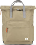 ORI LONDON Travel Backpack - Medium Nylon Rolltop Backpack for Men & Women with Multiple Pockets for Laptop, Phone, Keys, Wallet, Bottles - The Canfield, Taupe, 16.5x11.8x4.7'