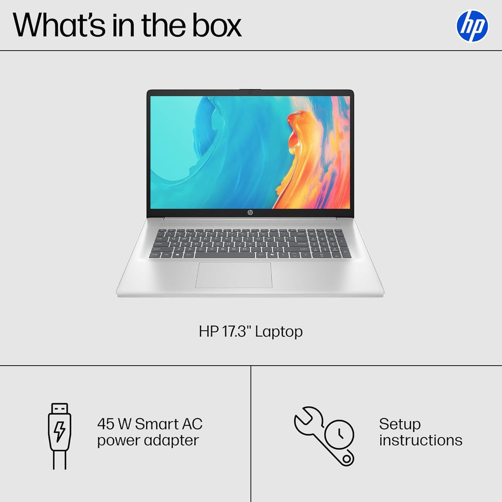 HP 17.3 Inch FHD Business Laptop with Office 365 for The Web, AMD 7000 Series Ryzen Processor (Beats Intel i7-1355U), Copilot AI, 16GB RAM, 1TB SSD, HDMI, Wi-Fi 6, Windows 11, WOWPC USB, No Mouse