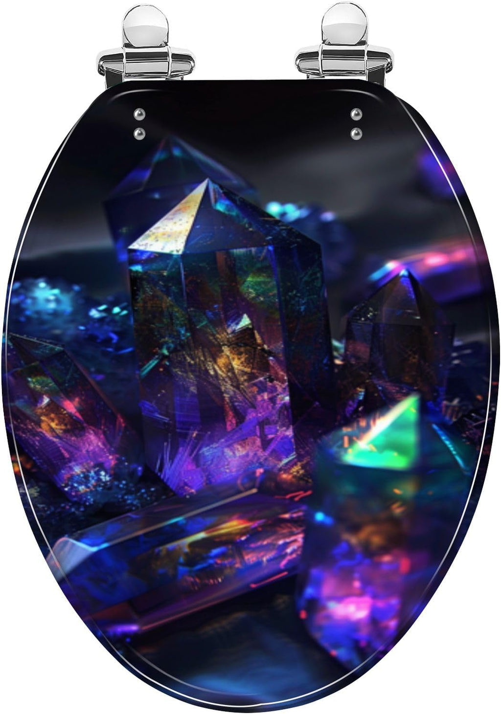 Elongated Toilet Seat Dark Background AYSt Quartz Facets Internal Glow Resin Toilet Seat Quietly Close Quick Release Hinges Decorative Toilet Seat with Cover Easy to Install