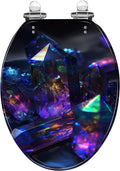 Elongated Toilet Seat Dark Background AYSt Quartz Facets Internal Glow Resin Toilet Seat Quietly Close Quick Release Hinges Decorative Toilet Seat with Cover Easy to Install