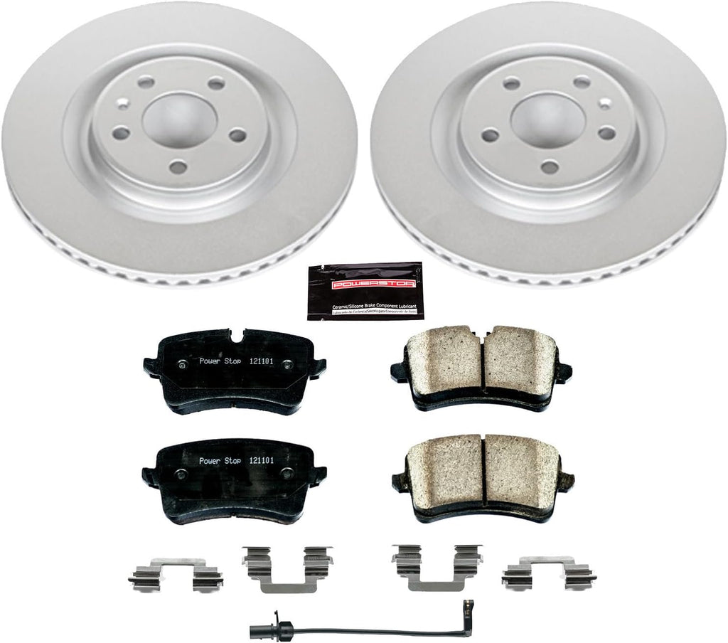 PowerStop Rear Brake Kit for Audi A6 2012-18 |A6 Quattro 2012-18 |A7 Quattro 2013-18 - Fully-Coated Disc Rotors with Z23 Carbon-Fiber Ceramic Brake Pads Upgrade, CRK6139