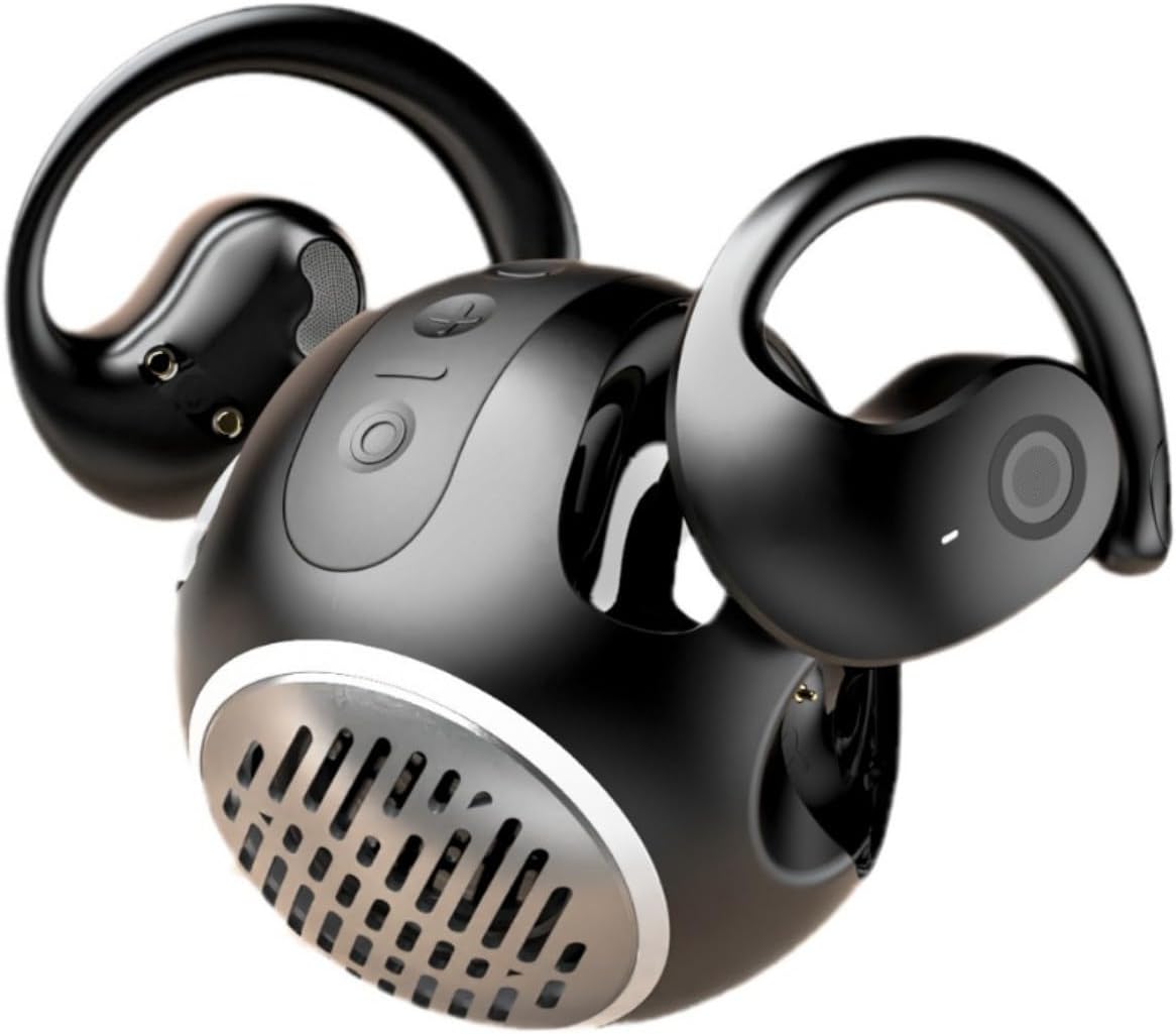 Open Ear Headphones Wireless Bluetooth 5.4 Wireless Sports Earbuds,Audio + Earphones in one,ENC Call Noise Cancellation On Earbuds IPX5 Waterproof for Sports,Driving,Office,Black