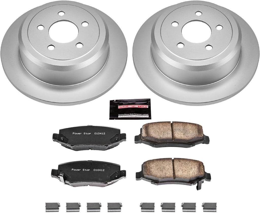 PowerStop Rear Brake Kit for Dodge Nitro 2007-11 | Jeep Liberty 2008-12 - Fully-Coated Disc Rotors with Z17 Ceramic Brake Pads Replacement, CRK3046