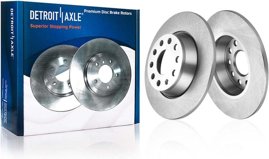 Detroit Axle - 8pc Brake Kit for Volkswagen Jetta Eos CC Audi A3 Quattro 12.28' inch Front and 11.10' inch Rear Disc Brake Rotors Ceramic Brakes Pads 2010 Replacement