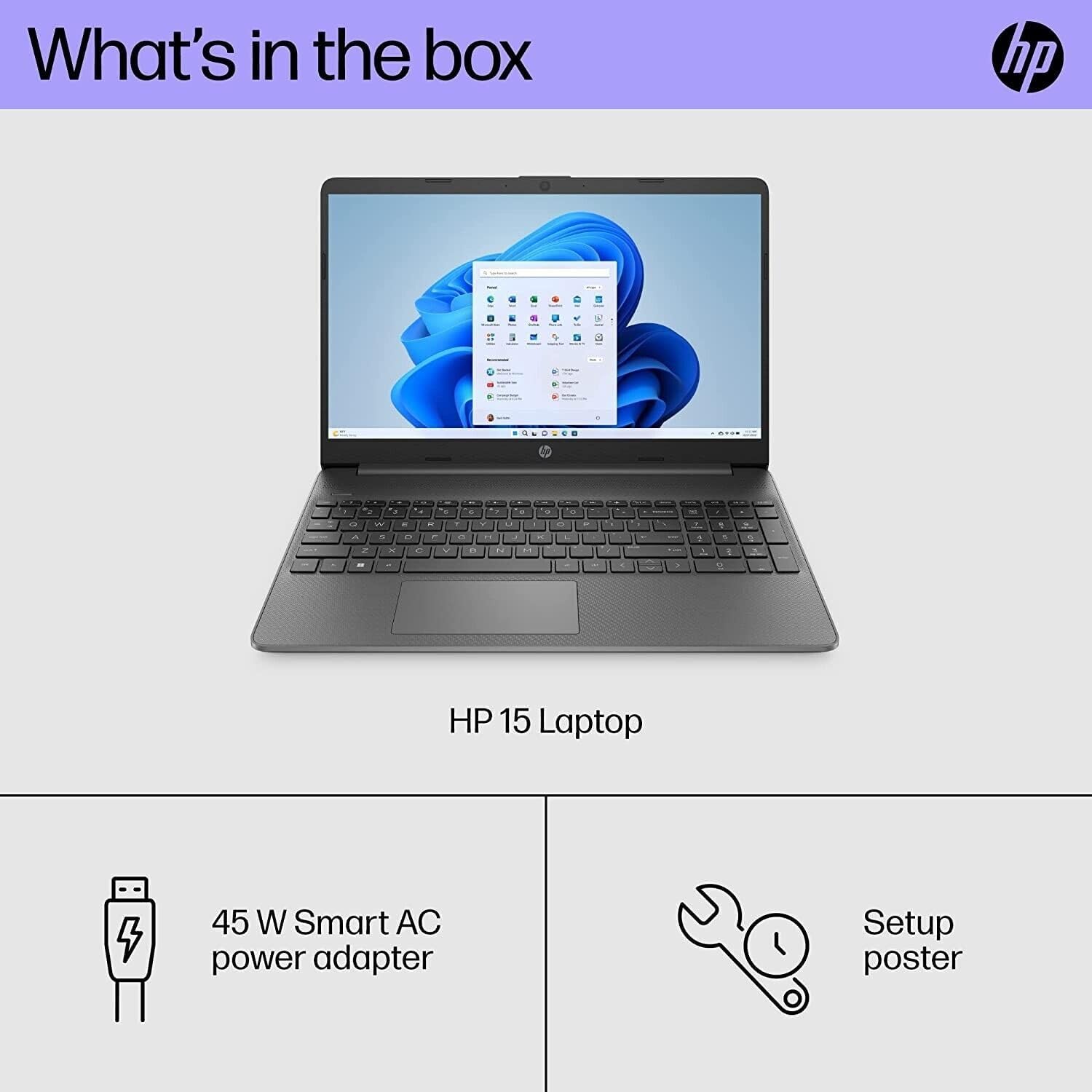 HP Essential Laptop, 15.6' FHD Display, Intel Core i3-1215U Processor, 16GB RAM, 512GB SSD, Webcam, Wi-Fi 6, HDMI, Windows 11 Home, KKE Accessories, Gray