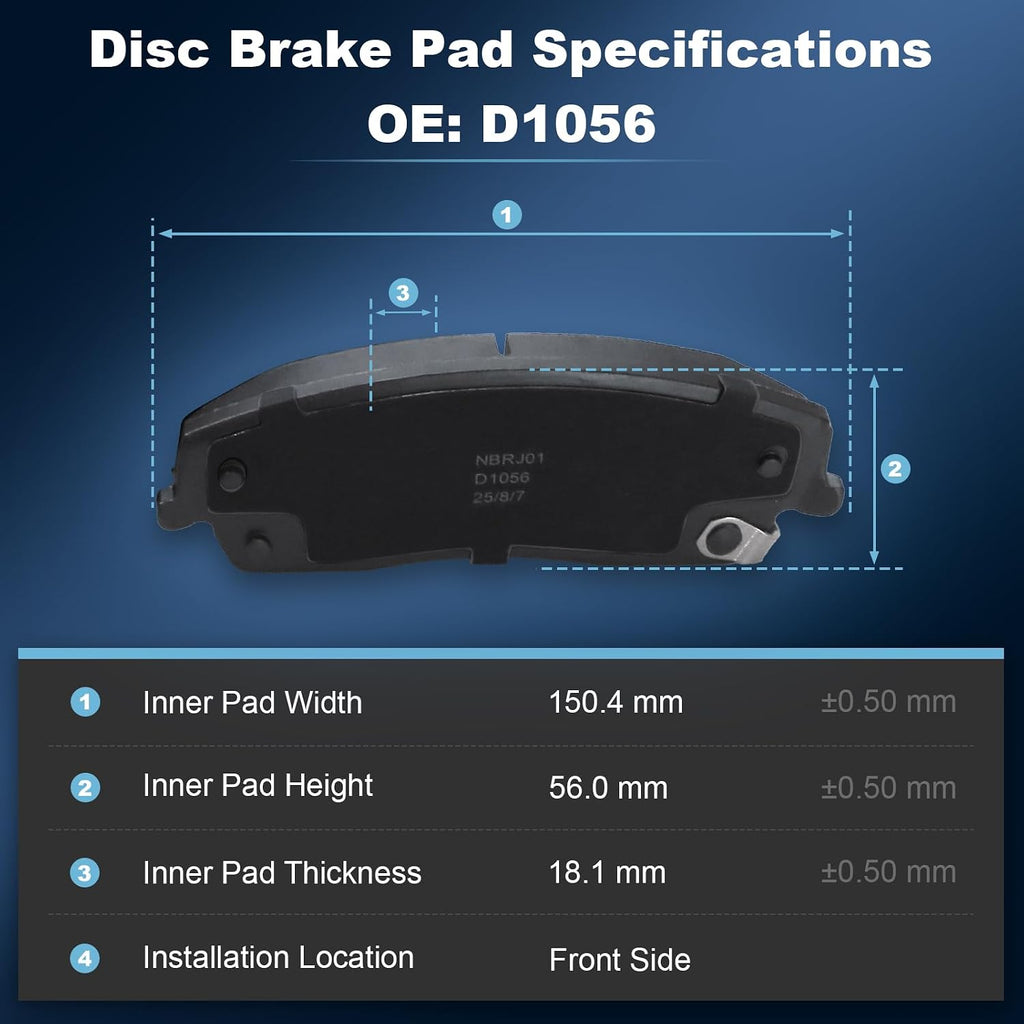 Front Disc Brake Rotors & Ceramic Brake Pads Kit Fit for Chrysler 2005-2019 300; for Dodge 2009-2020 Challenger, 2006-2020 Charger, 2005-2008 Magnum #53022 D1056
