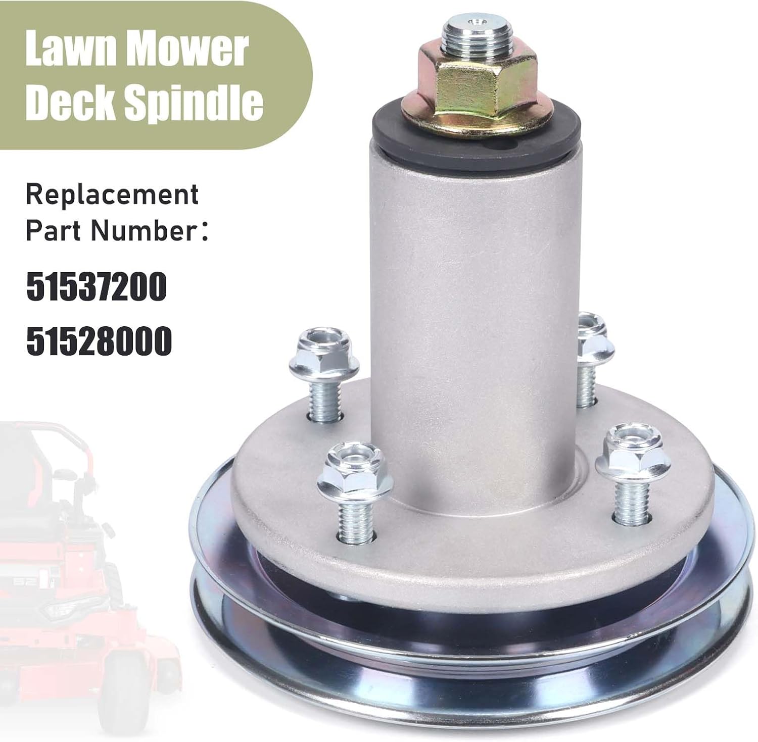 3 Pack 51528000 51537200 Lawn Mower Deck Spindle Assembly with Spindle Nut Compatible with Ariens Ikon-X/XD/XL 52 & Edge 52 & Gravely ZTX/ZT XL 52 Zero-Turn Mower Model 915xxx