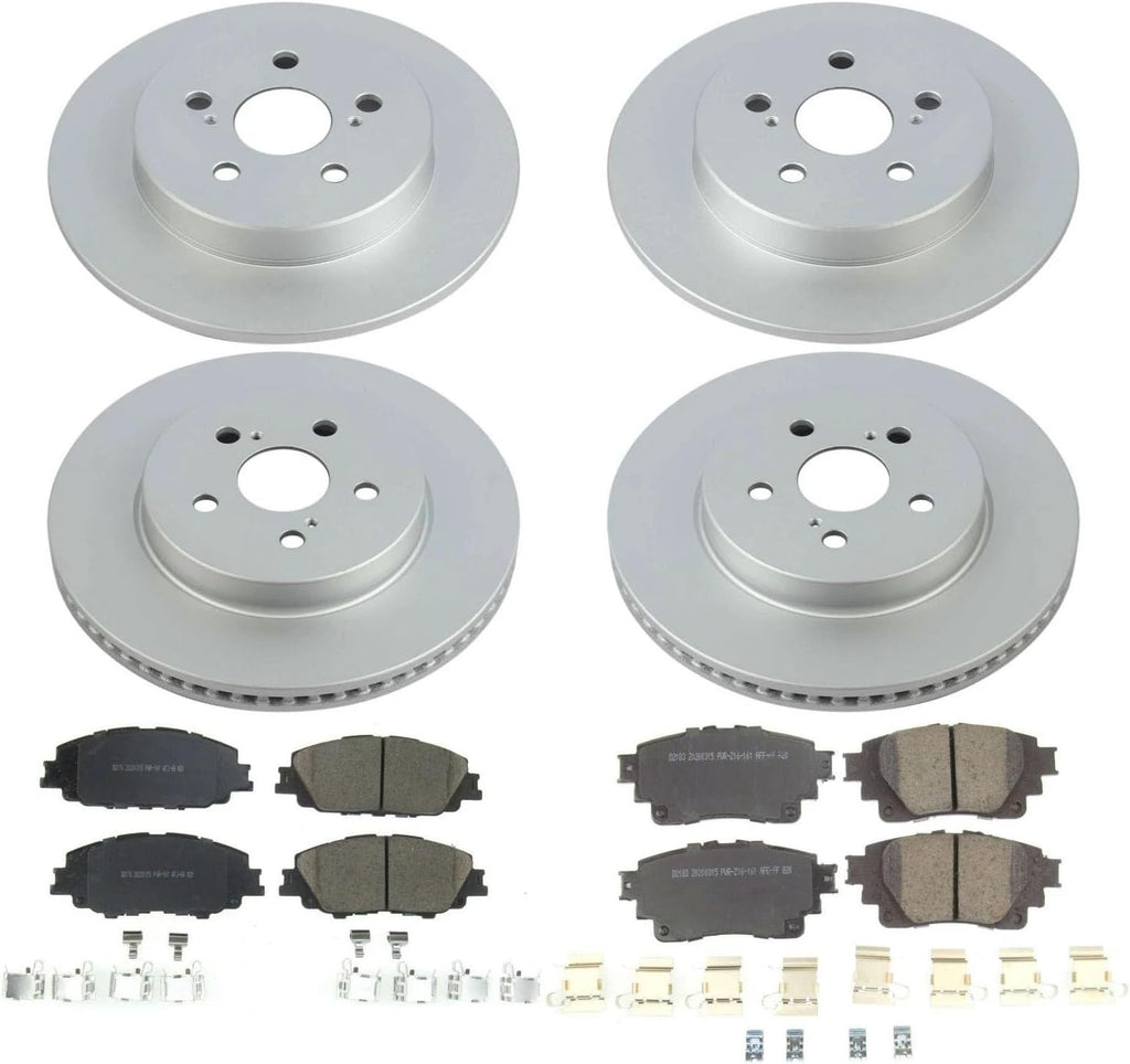 PowerStop Front and Rear Brake Kit for Toyota Corolla 2019-24 - Fully-Coated Disc Rotors with Z17 Ceramic Brake Pads Replacement, CRK8362