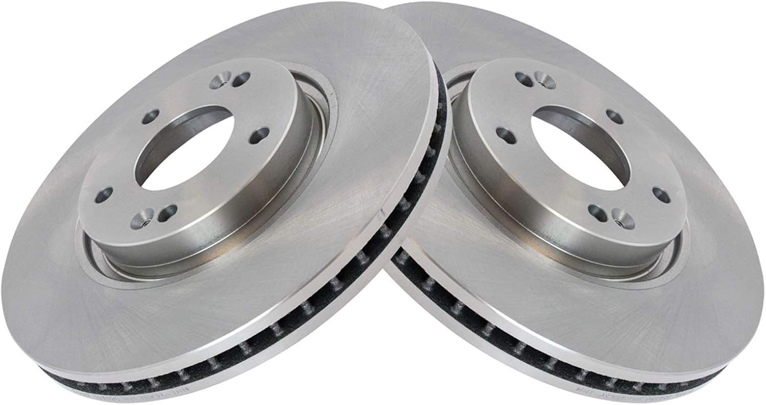 TRQ Front Brake Pad and Rotor Set Ceramic Vented Rotors Compatible with 2013-2016 Hyundai Veloster 2014-2016 Kia Forte Koup Forte5
