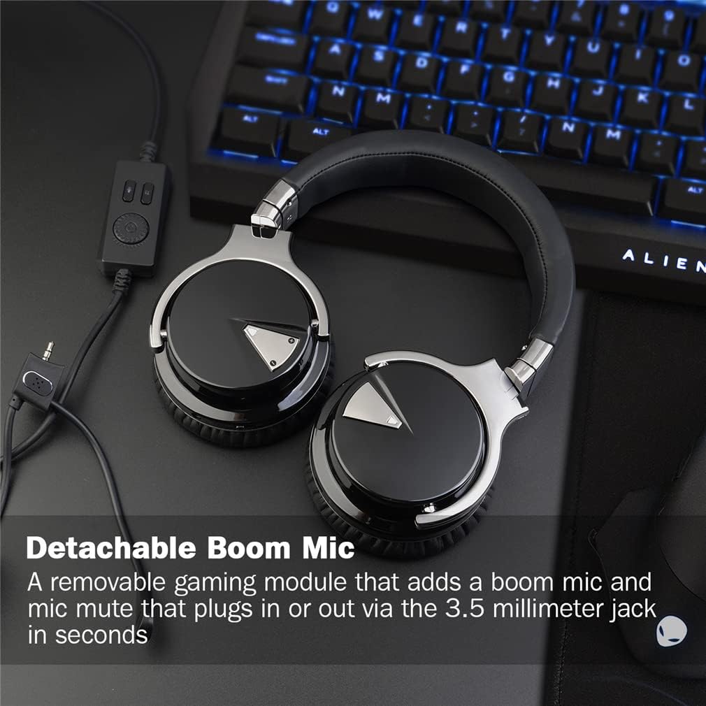2 in 1 Active Noise Cancelling Gaming Headset Foldable Wireless Bluetooth Over-Ear Headphones with Detachable Boom Mic, Advanced 45Mm Speakers, 30H Playtime
