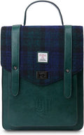 Islander Carloway Backpack for Men & Women, With Laptop Sleeve, Harris Tweed Vegan Leather (Black Watch)