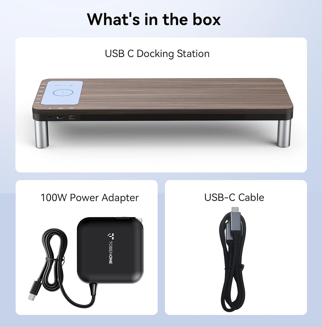 TobenONE MacBook Docking Station 10 in 1 (Monitor Stand), USB C Docking Station with 4K@60Hz HDMI, 100W Power Supply, 5 USB Ports, Ethernet, for MacBook Pro/Pro Max/Air/M1 M2 M3 M4, iMac, Mac mini