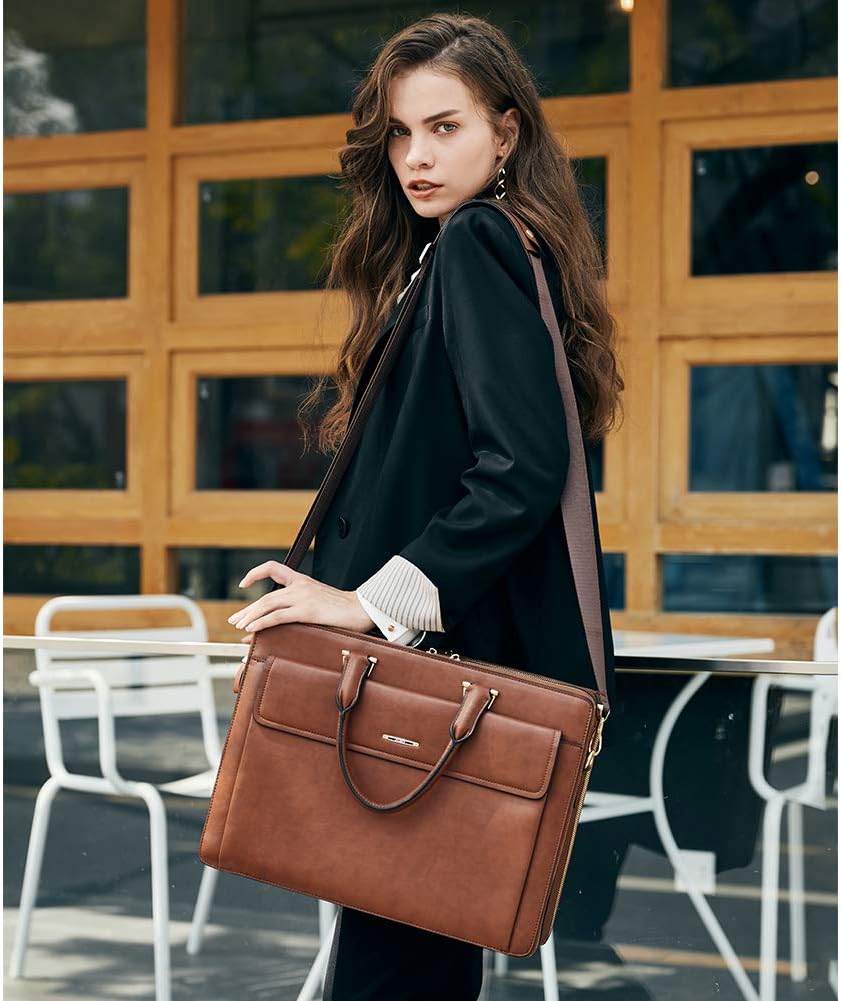 CLUCI Briefcase for Women Oil Wax Leather Business 15.6 Inch Laptop Handbag Vintage Slim Large Shoulder Work Bag | Oil Wax Leather, Business, 15.6 Inch, Laptop, Vintage, Slim
