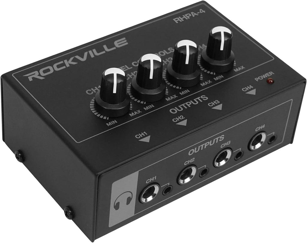 Audio-Technica ATH-M40x Closed-Back Dynamic Studio Monitor Headphones ATHM40x Bundle with Rockville RHPA4 4 Channel Professional Headphone Amplifier Stereo or Mono Amp