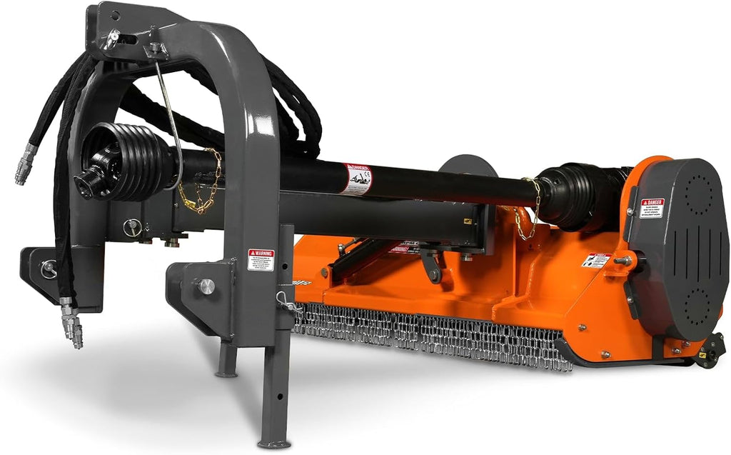 MechMaxx 72' PTO Drive 3 Point Hitch Offset Flail Ditch Bank Mower for 70-100HP CAT 2 Tractor, 90'' Offset Distance,55°/90° Rotation Angle, 18 Hammers, Model VAM72