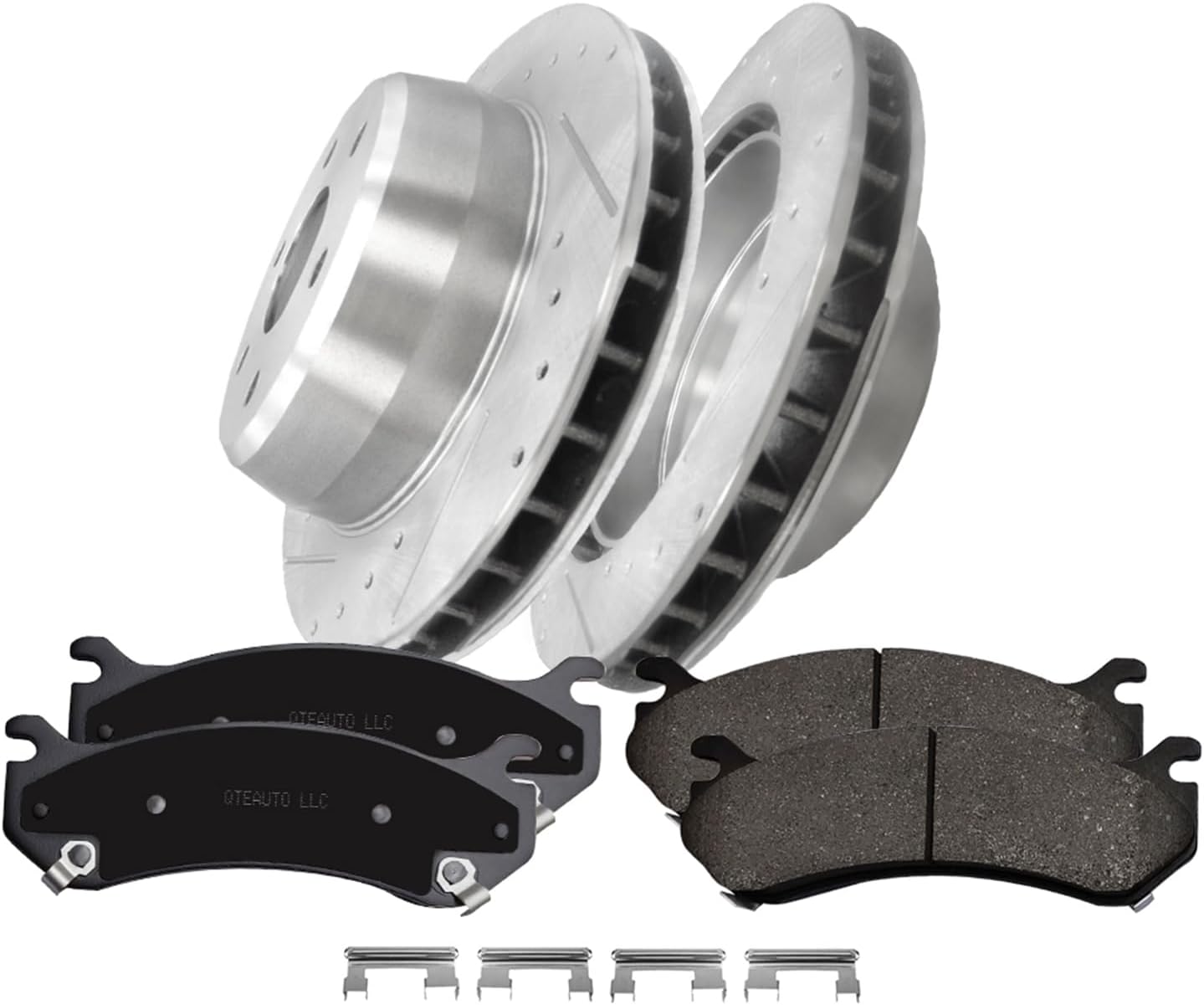 PM Auto Set of 6 Rear 330mm Drilled Slotted Disc Brake Rotors-Ceramic Brake Pad kit Replacement For 2004-2006 Chevy Silverado 1500