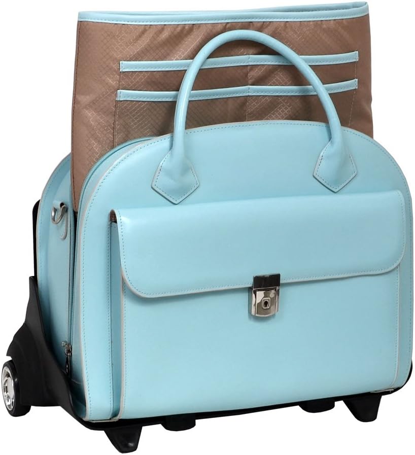 McKleinUSA Glen Ellyn 94368 Blue Leather Detachable-Wheeled Women's Case