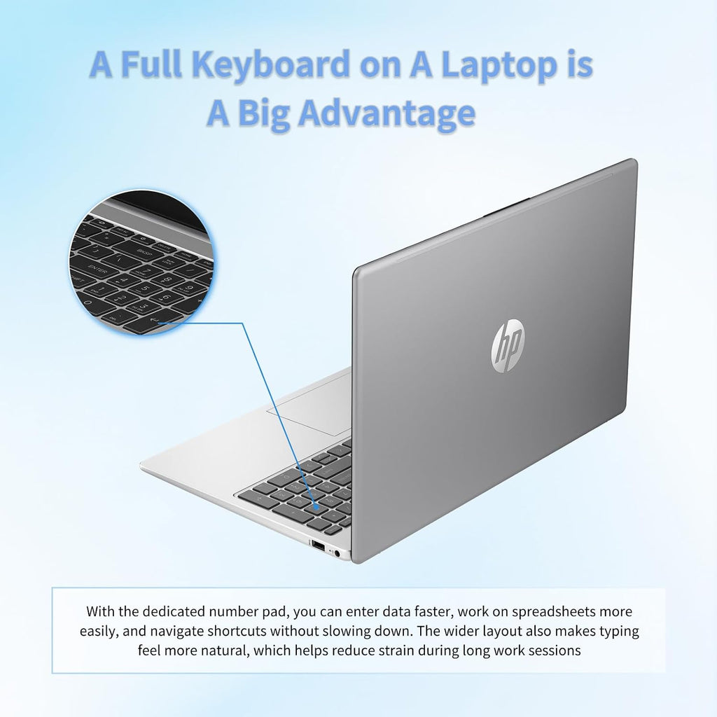 HP 250 G10 Laptop Computer for Business | Intel-10-Core i7 1355U | 32GB RAM | 1TB SSD | 15.6' FHD Display | Windows 11 Pro | with Numeric Keypad | Webcam Privacy Shutter | WiFi 6 | w/Accessoire