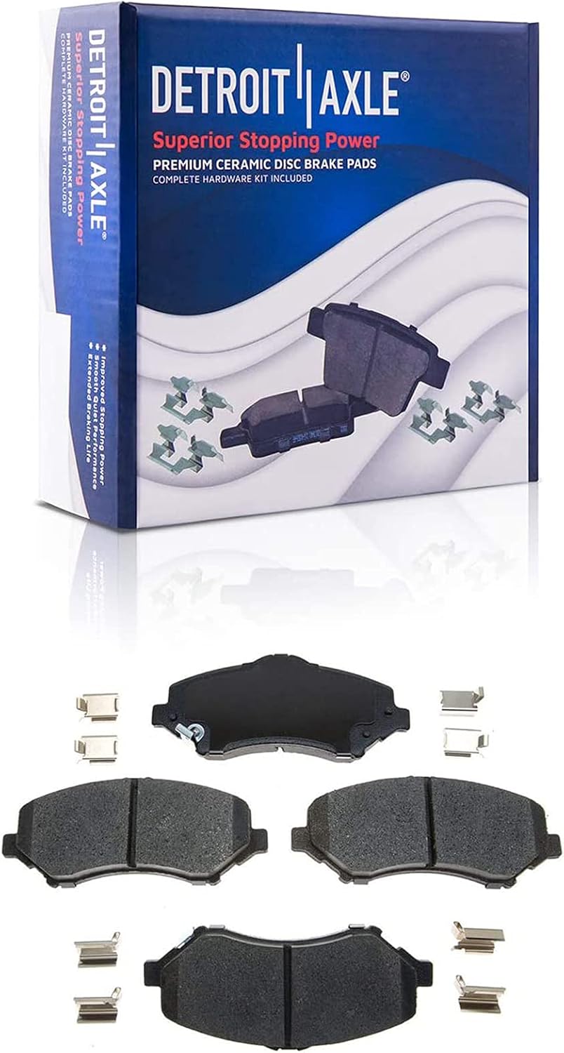 Detroit Axle - Brake Kit for 2007-2012 Jeep Wrangler 2008-2012 Liberty 2007-2010 Dodge Nitro Ceramic Brakes Pads Brake Calipers with Bracket Front & Rear 2009 Replacement