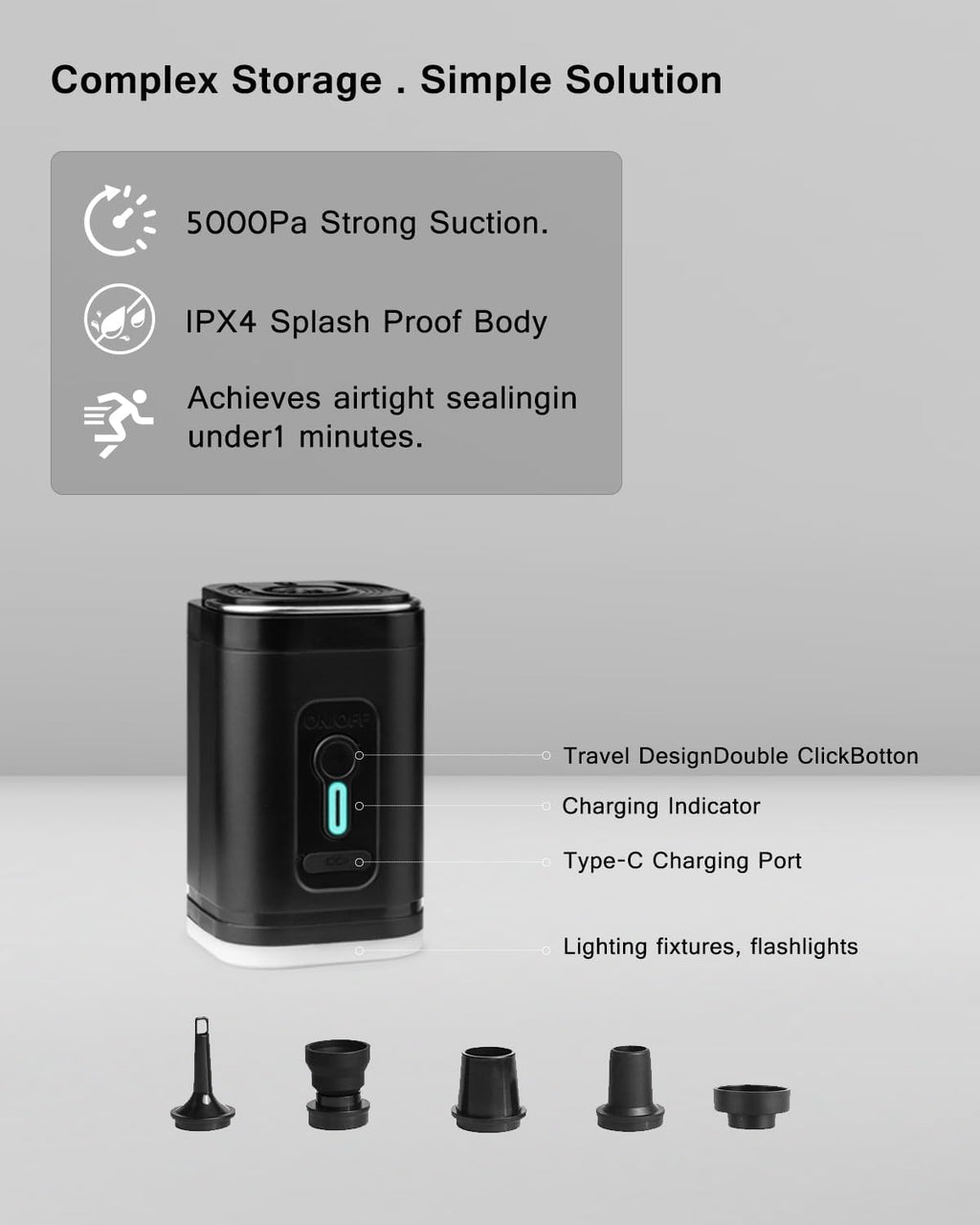 Vacuum Rolling Backpack with Pump, 60L Vacuum Backpack for Travel with Wheels, TSA Lock and Charging Port, Vacuum Compression Expandable Backpack for 17.3'' Laptop, Business & Long Trips