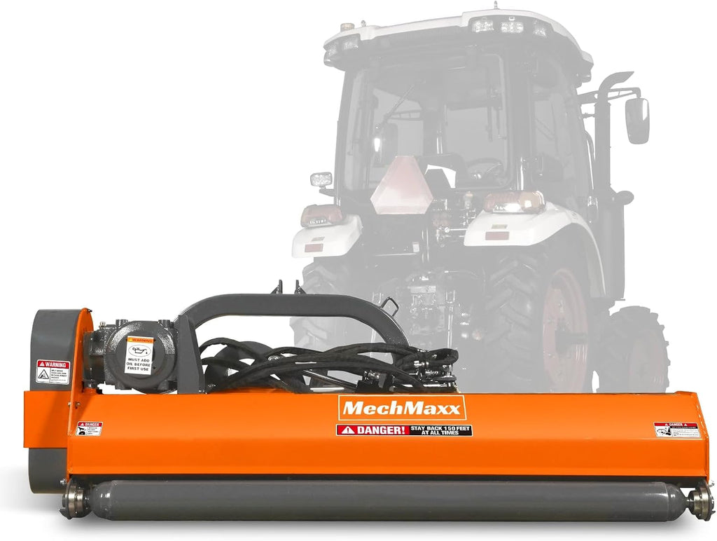 MechMaxx 65' Inch PTO Drive 3 Point Hitch Offset Flail Ditch Bank Mower for 30-60HP CAT 1 Tractor, 85'' Offset Distance,60°/90° Rotation Angle, 28 Hammers, Model VAM65