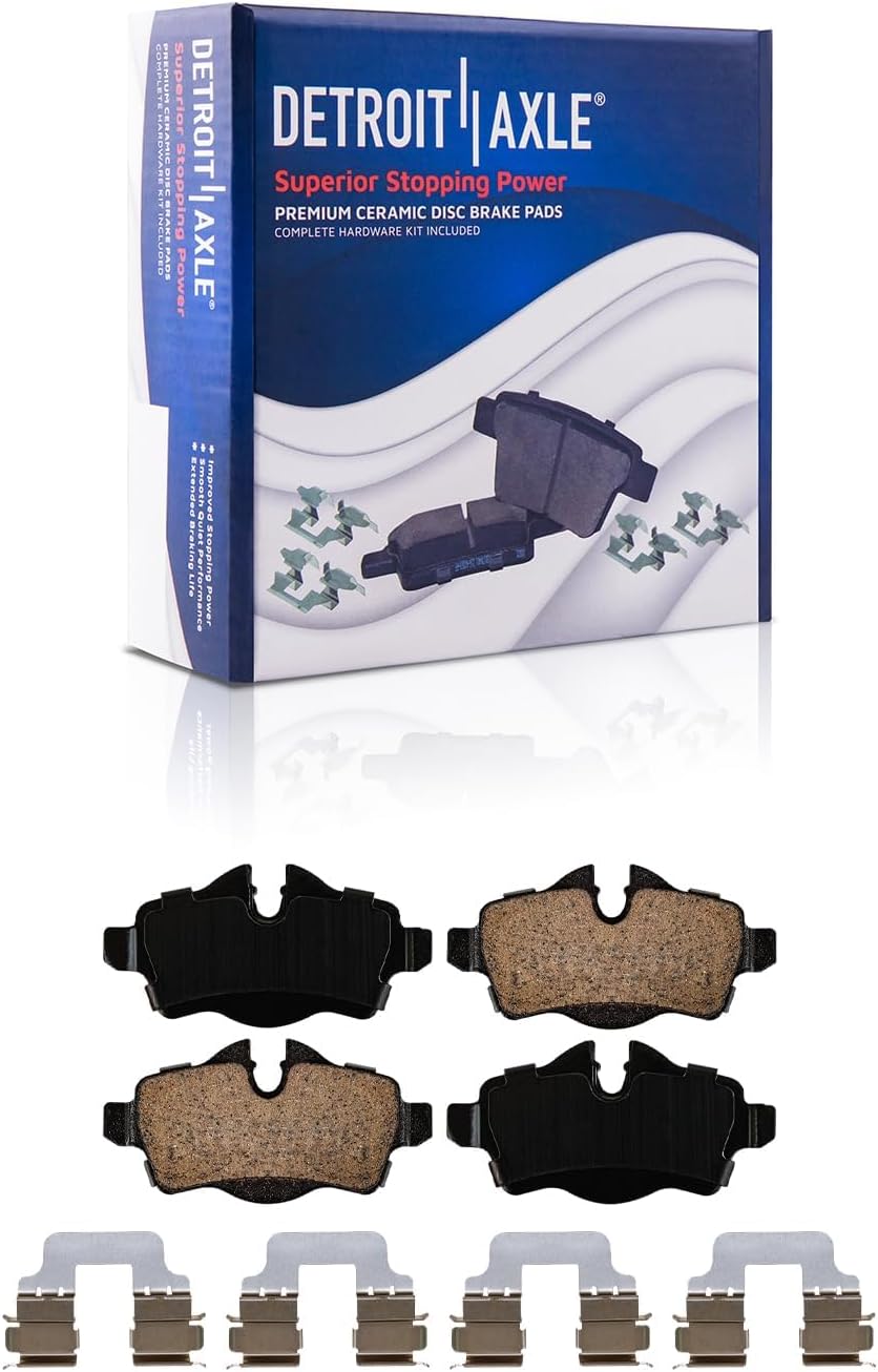 Detroit Axle - 8pc Brake Kit for 2007-2015 Mini Cooper 2008 2009 2010 2011 2012 2013 2014, 11.57' inch Front and 10.20' inch Rear Brake Rotors Ceramic Brakes Pads with Hardware Replacement