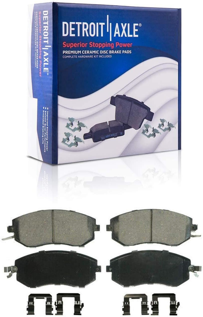 Detroit Axle - Front Disc Rotors Brake Pads + Wheel Hubs w/ 20pc Wheel Lug Nuts Replacement for Subaru Impreza Forester - 26pc Set